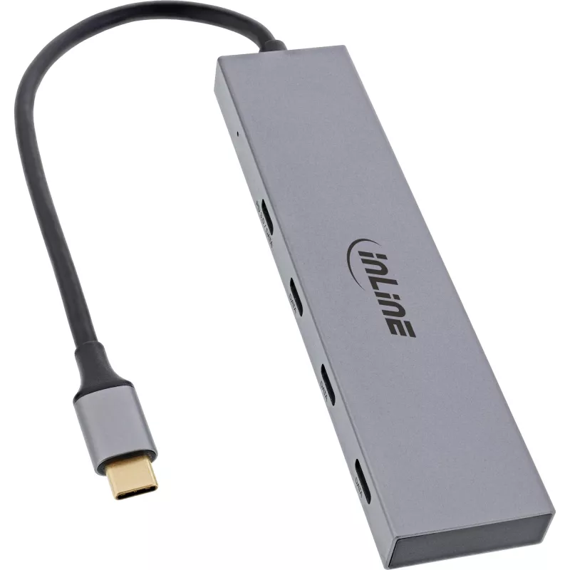 InLine USB 3.2 Gen.2 Hub (10 Gb/s), 4 porty USB-C, OTG, aluminiowa obudowa
