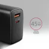 Ładowarka Axagon ACU-PQ45 QC 3.0 4.0 AFC FCP PPS PD 45W Czarna