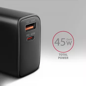 Ładowarka Axagon ACU-PQ45 QC 3.0 4.0 AFC FCP PPS PD 45W Czarna
