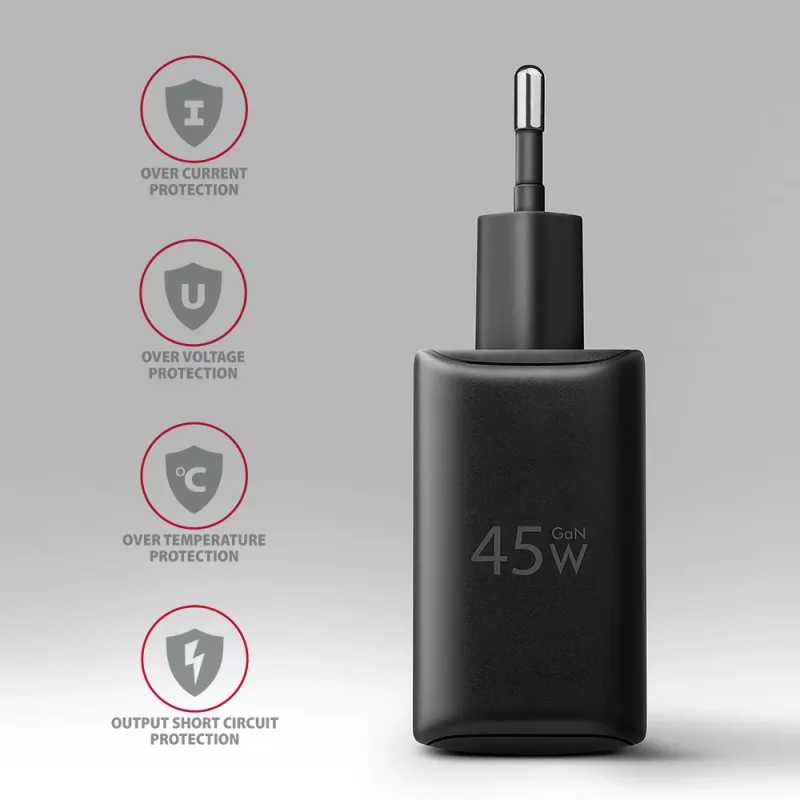 Ładowarka Axagon ACU-PQ45 QC 3.0 4.0 AFC FCP PPS PD 45W Czarna