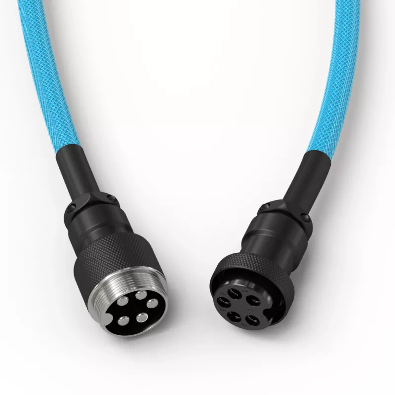 Kabel USB zwijany GLORIOUS GMMK Electric niebieski — Odłączany kabel do klawiatury, złącza kątowe
