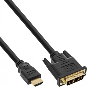 Kabel InLine HDMI na DVI, męski / 18+1 męski, pozłacany, 1 m
