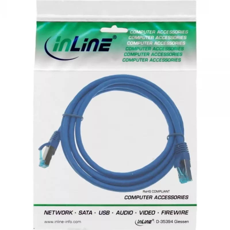 InLine Patch kabel S/FTP PiMF Cat.6A halogen free 500MHz niebieski 1.5m