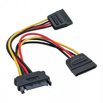 Kabel zasilający Y SATA InLine, gniazdo SATA / 2x wtyk SATA, 0,15 m
