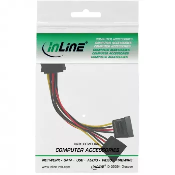 Kabel zasilający Y SATA InLine, gniazdo SATA / 2x wtyk SATA, 0,15 m