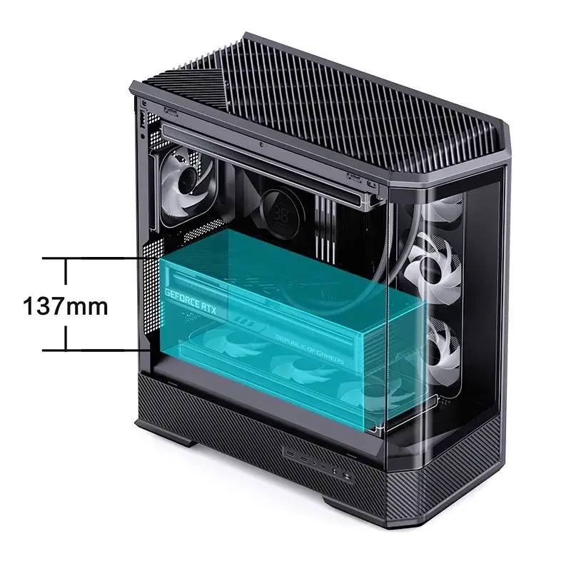 Obudowa komputera Jonsbo D400 Midi Tower ATX szkło hartowane - czarna
