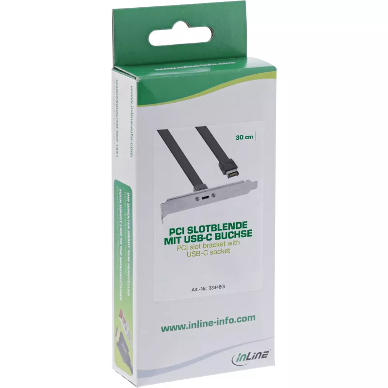 Wspornik gniazda PCI InLine, USB-C na USB 3.2 panel przedni Key-A wewnętrzny, 0,5 m