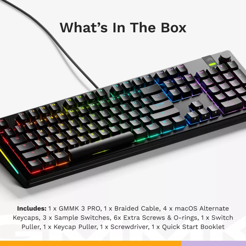 Mechaniczna klawiatura gamingowa GLORIOUS GMMK 3 PRO 100% Prebuilt Wired USB Czarna US QWERTY RGB