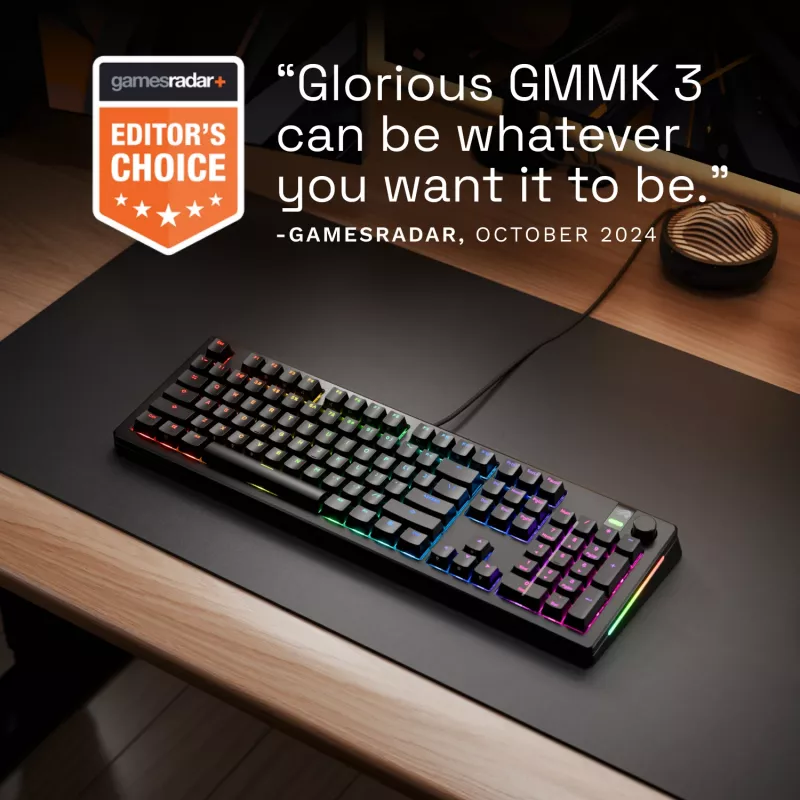 Mechaniczna klawiatura gamingowa GLORIOUS GMMK 3 PRO 100% Prebuilt Wired USB Czarna US QWERTY RGB