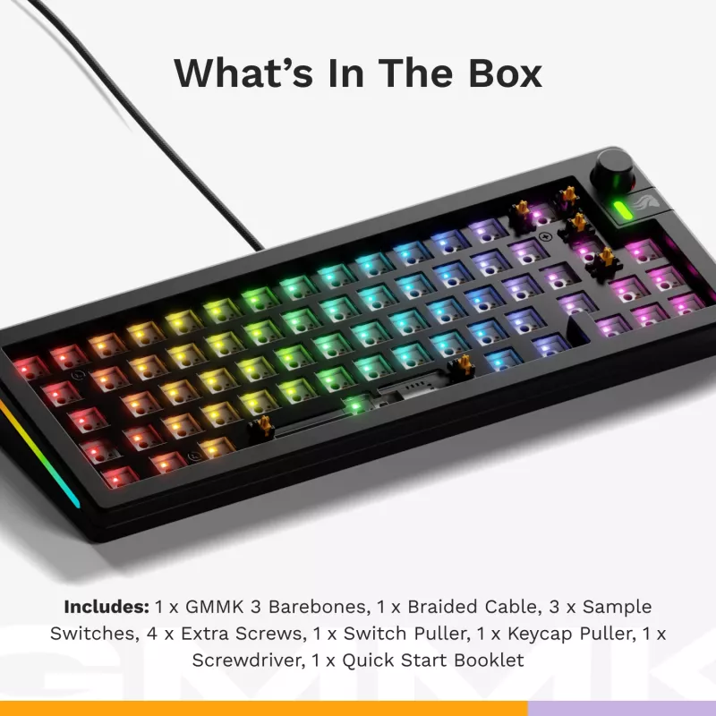 Glorious Gaming GMMK 3 65% Barebones Wired Czarny - ISO