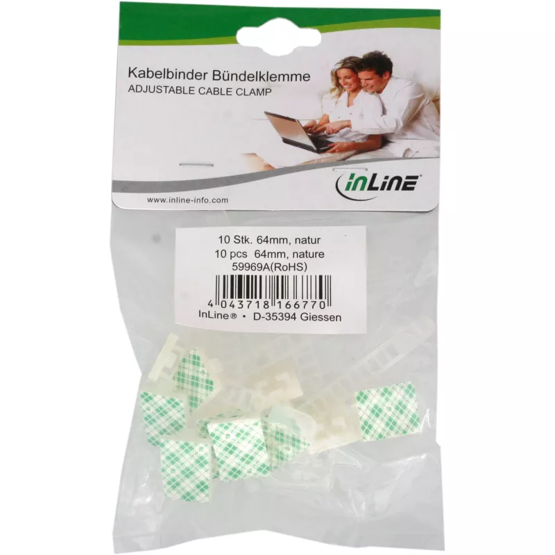 Regulowana obejma kablowa InLine 64mm przezroczysta 10szt.