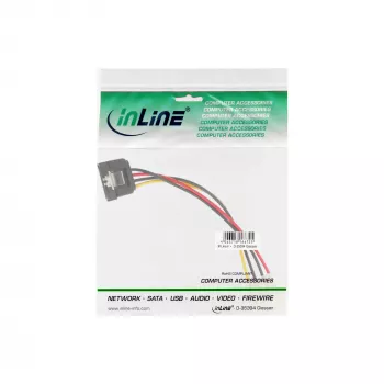 adapter kablowya zasilania InLine SATA 4-pin Molex / 15-pin SATA z zatrzaskiem 0,15 m
