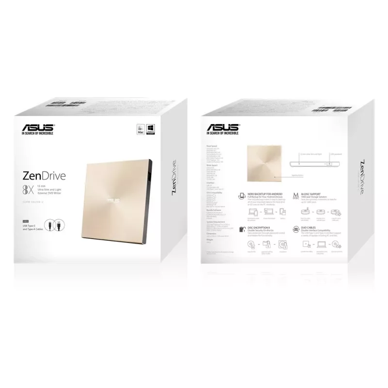 ASUS ZenDrive U9M napęd optyczny DVD±RW Złoty