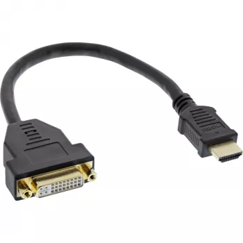 Adapter InLine HDMI-DVI, wtyk HDMI A męski / gniazdo DVI żeńskie, 0,2 m