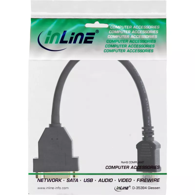 Adapter InLine HDMI-DVI, wtyk HDMI A męski / gniazdo DVI żeńskie, 0,2 m