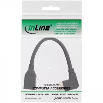 InLine DisplayPort 1.4 adapter kablowya M/F, 8K4K, kątowy right, Czarny/gold