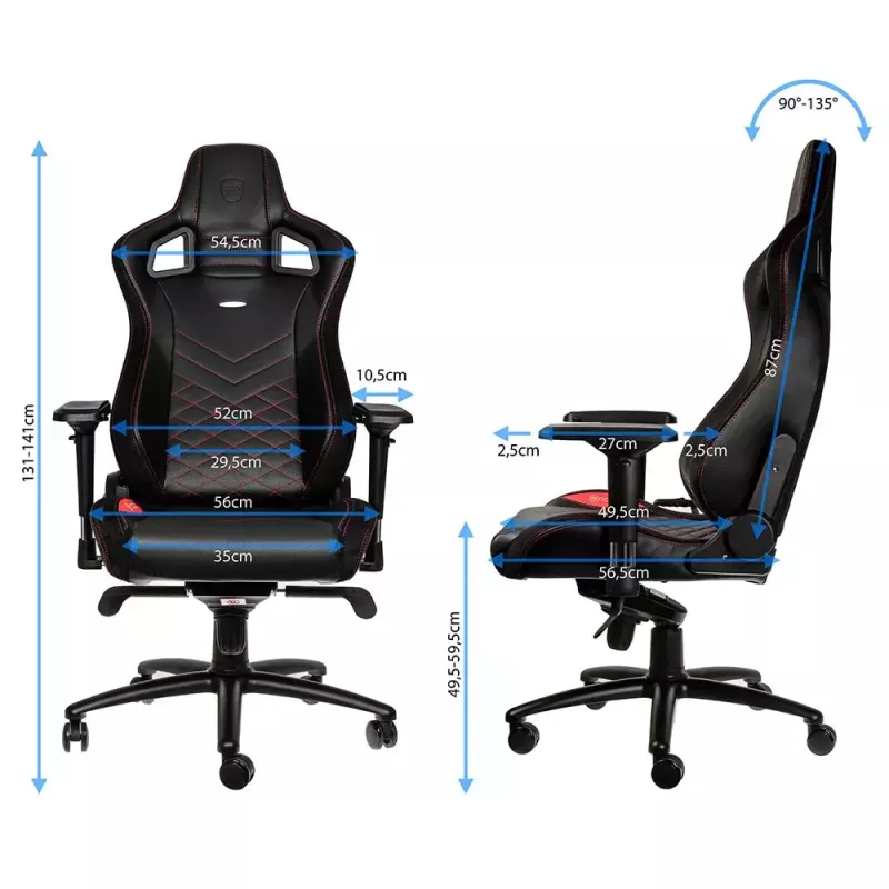 Fotel gamingowy PC noblechairs EPIC Wyściełane siedzisko Czarno-czerwony 120 kg