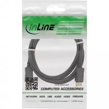 Kabel DisplayPort InLine czarny pozłacany 2m