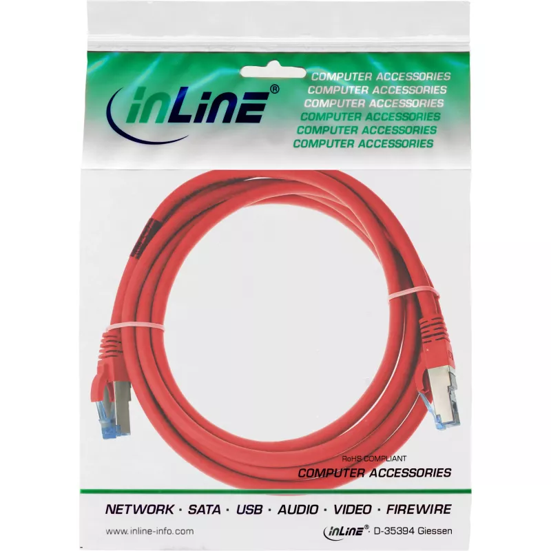 InLine Patch kabel S/FTP PiMF Cat.6A bezhologenowy 500MHz czerwony 1.5m