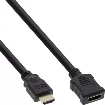 Kabel InLine HDMI, High Speed HDMI kabel, M/F, czarny, pozłacane styki, 3m