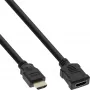 Kabel InLine HDMI, High Speed HDMI kabel, M/F, czarny, pozłacane styki, 3m