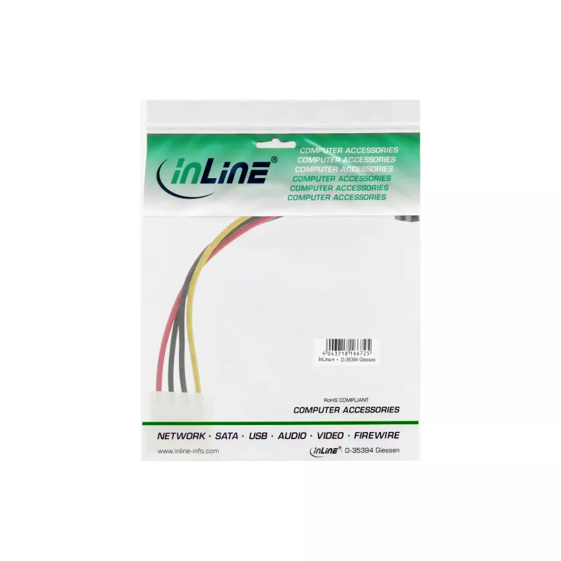 Kabel zasilający SATA InLine 1x 4-pin żeński / 15-pin SATA, pod kątem do góry 29670X