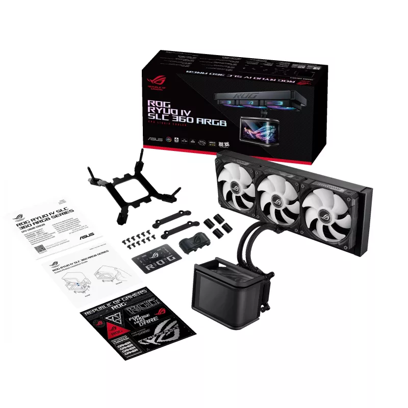 Chłodzenie cieczą All-in-one ASUS ROG Ryuo IV SLC 360 ARGB — wentylatory 120 mm, chłodnica 360 mm, czarny