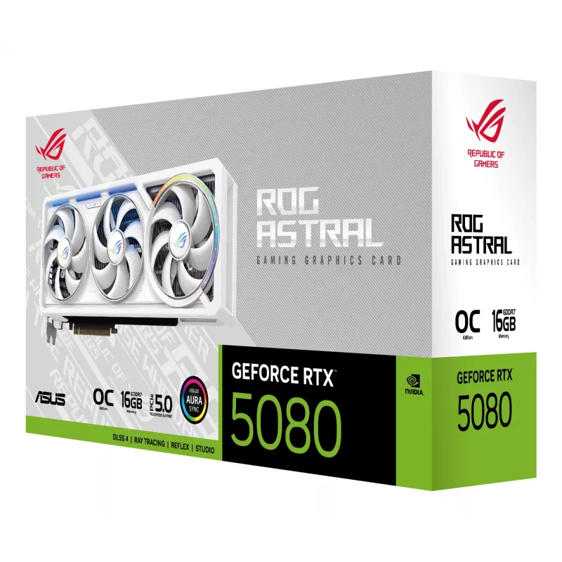 ASUS ROG Astral RTX5080-O16G-biały NVIDIA GeForce RTX 5080 16 GB GDDR7