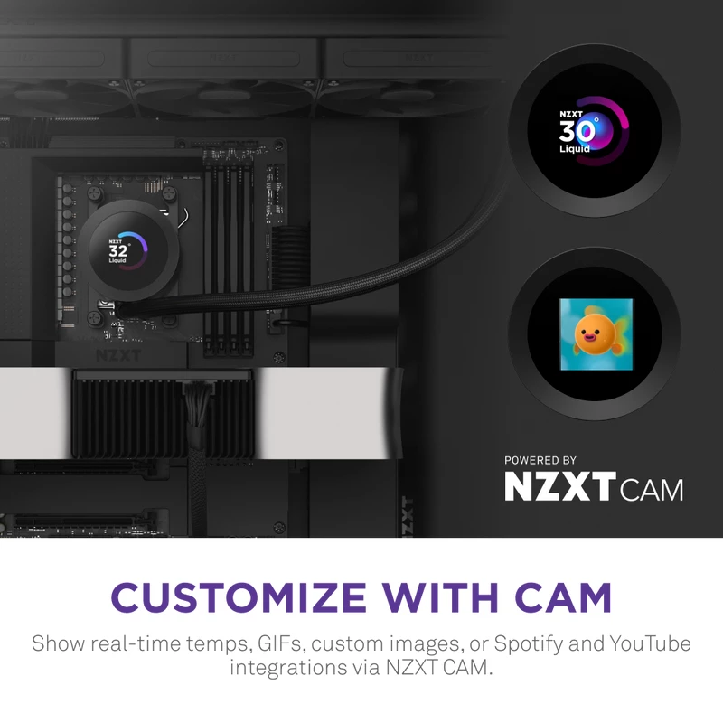 Wielofunkcyjna chłodnica cieczy NZXT Kraken Plus 360 12 cm czarna z łożyskiem fluid dynamicznym