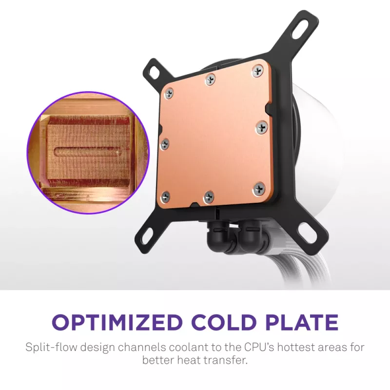 Wszechstronna chłodnica cieczy do procesora NZXT Kraken Plus RGB 240 — wentylatory 120 mm, łożysko FDB, biała