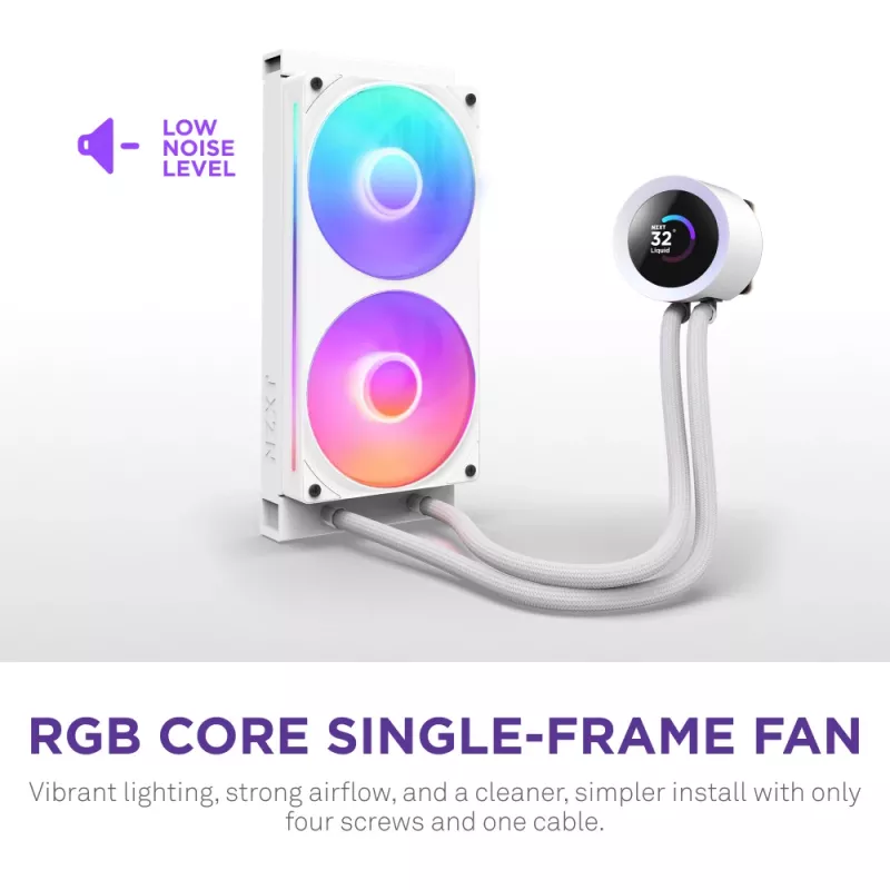 Wszechstronna chłodnica cieczy do procesora NZXT Kraken Plus RGB 240 — wentylatory 120 mm, łożysko FDB, biała