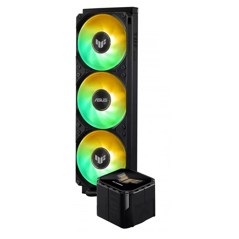 Chłodzenie cieczą typu all-in-one ASUS TUF Gaming LC III 360 ARGB LCD — chłodnica 360 mm, 3 wentylatory 120 mm, Socket AM5/AM4/LGA1700/LGA1200, czarny