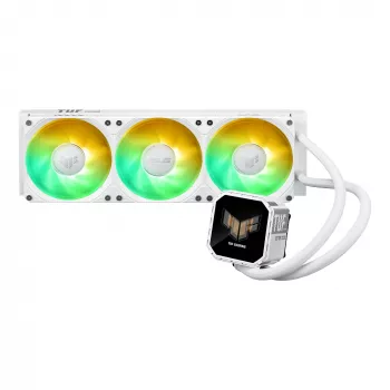 All-in-one liquid cooler ASUS TUF Gaming LC III 360 ARGB LCD biały Edition — 360 mm radiator, 3×120 mm PWM fans, LCD display, biały