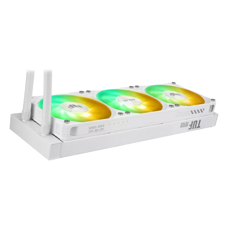 All-in-one liquid cooler ASUS TUF Gaming LC III 360 ARGB LCD biały Edition — 360 mm radiator, 3×120 mm PWM fans, LCD display, biały