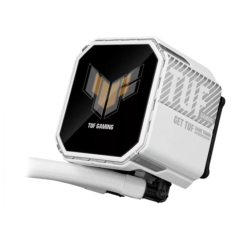 All-in-one liquid cooler ASUS TUF Gaming LC III 360 ARGB LCD biały Edition — 360 mm radiator, 3×120 mm PWM fans, LCD display, biały