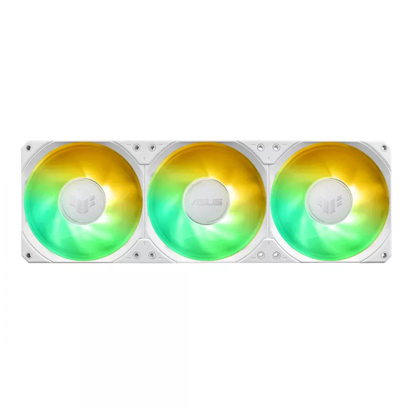 All-in-one liquid cooler ASUS TUF Gaming LC III 360 ARGB LCD biały Edition — 360 mm radiator, 3×120 mm PWM fans, LCD display, biały