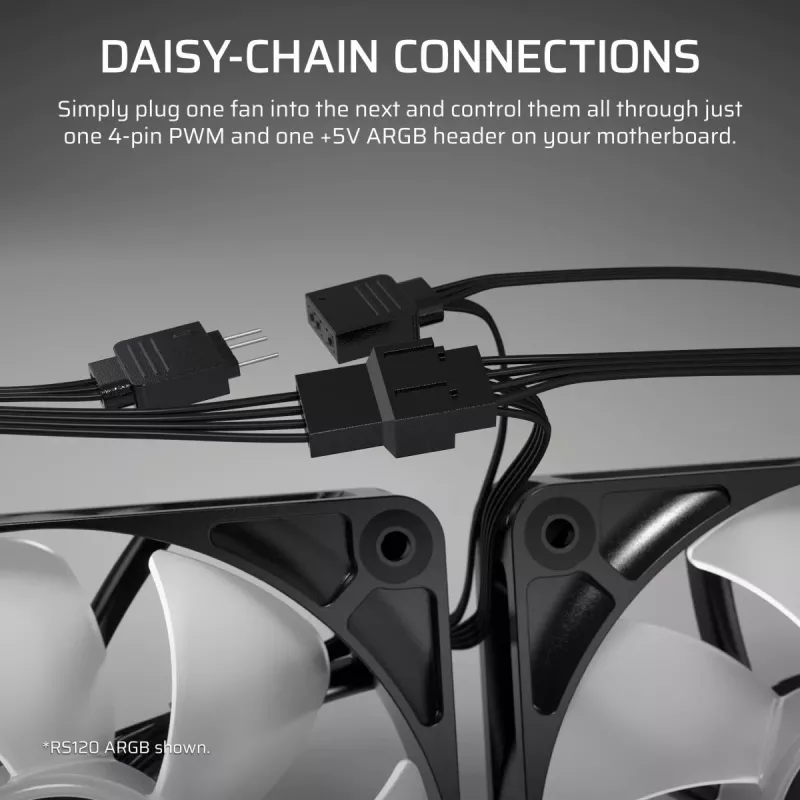 Wentylator chłodzący CORSAIR RS120-R ARGB 120mm 3-pack, 120 mm, podświetlenie ARGB, 3 wentylatory