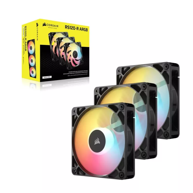 Wentylator chłodzący CORSAIR RS120-R ARGB 120mm 3-pack, 120 mm, podświetlenie ARGB, 3 wentylatory