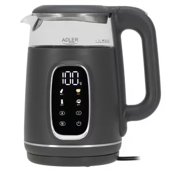 Czajnik elektryczny Adler AD 1305 G — 1,7 l, 2200 W, regulowany termostat, wyświetlacz LED, szary