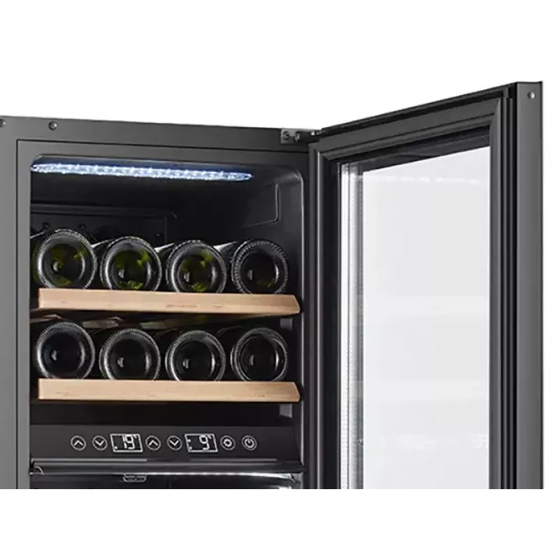 Termoelektryczna chłodziarka do wina Adler AD 8080, wolnostojąca, czarna, 24 butelki, 2 strefy, 60 l, sterowanie dotykowe