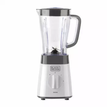 Blender stołowy Czarny & Decker BXJB500E — dzbanek szklany 1,5 l, 500 W, 2 prędkości, puls, kruszenie lodu