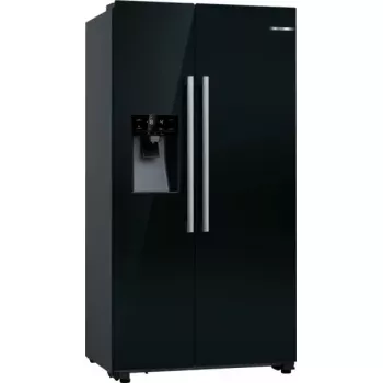 Lodówka side-by-side Bosch Serie 6 KAD93ABEP, 562 L całkowitej, chłodziarka 371 L, zamrażarka 191 L, NoFrost, kostkarka do lodu, czarna