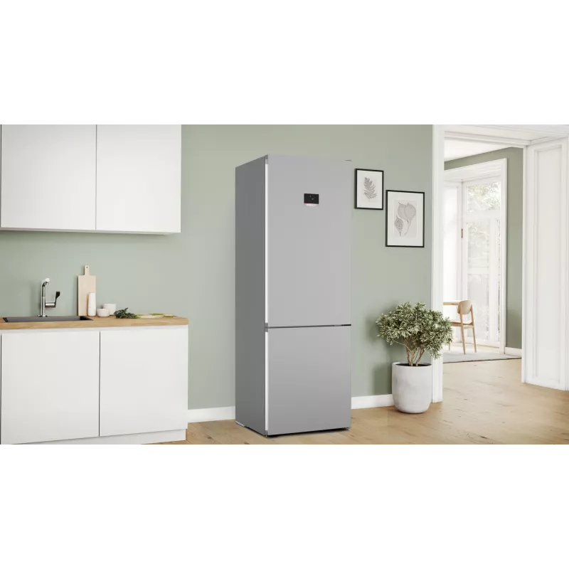 Wolnostojąca lodówko-zamrażarka Bosch Serie 4 KGN497LDF — 440 L pojemności całkowitej, 311 L chłodziarka + 129 L zamrażarka, NoFrost, wyświetlacz LED, stal nierdzewna