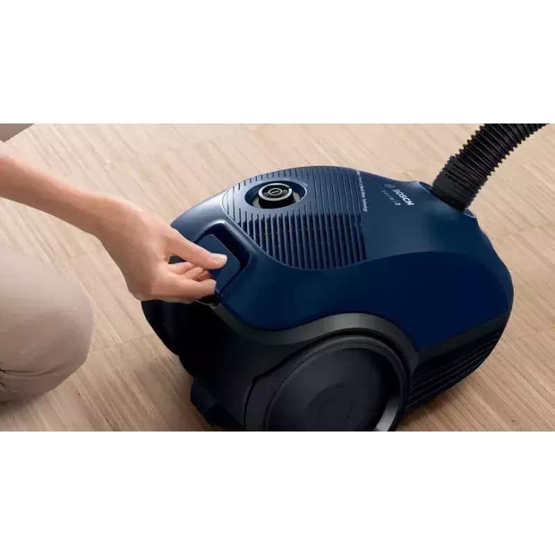 Odkurzacz cylindryczny Bosch Serie 2 BGBS2BU1T — 850 W, worek na kurz 3,5 L, promień działania 8 m, niebieski