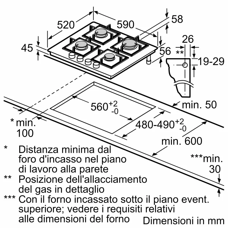 Bosch Serie 4 PNP6B6K40 płyta gazowa czarna do zabudowy 60 cm 4 strefy