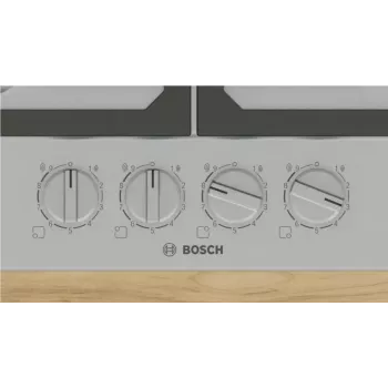 Wbudowana płyta gazowa Bosch PCH6A5I90 — 60 cm, stal nierdzewna, 4 strefy gazowe + 1 wok, Flame Select, żeliwne ruszty