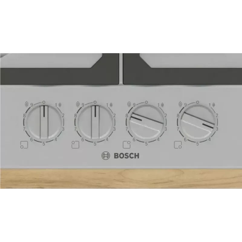 Wbudowana płyta gazowa Bosch PCH6A5I90 — 60 cm, stal nierdzewna, 4 strefy gazowe + 1 wok, Flame Select, żeliwne ruszty