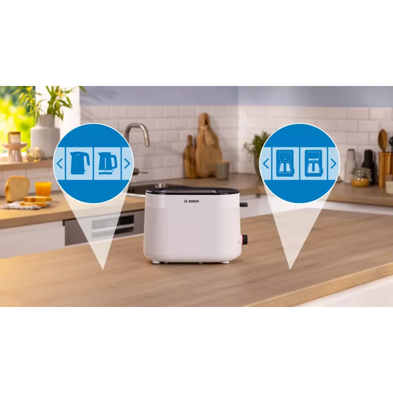 Toster Bosch TAT2M121 6 2 kromki 950 W biały