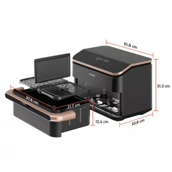 Cosori Dual Blaze Twinfry Chef Edition Podwójna 10 L Wolnostojąca 2800 W Frytkownica powietrzna Ciemnoszary, Różowe złoto