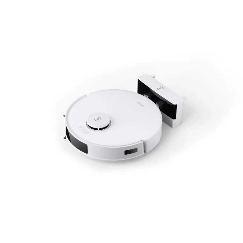 Robot odkurzacz Ecovacs Deebot N20 Plus — bezworkowy pojemnik na kurz 0,4 l, zbiornik na wodę 0,22 l, 5200 mAh, 300 min, wysokość 96 mm, biały